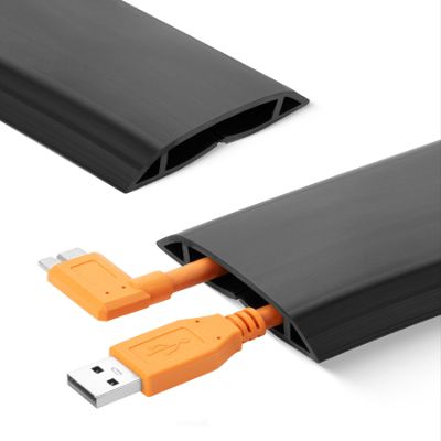 Bates- Floor Cord Cover, Large Capacity, 5 ft, Black Extension Cord Cover Floor, Cord Protector, Floor Cable Cover Floor, Cord Hider Floor, Cable Floor Cover, Cable Covers for Cords