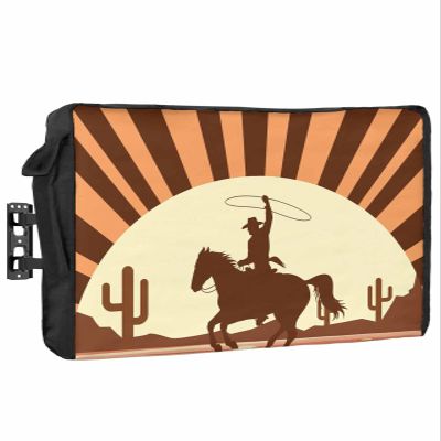 DecorLovee Outdoor TV Cover 40 to 43 Inches Weatherproof, Western Cowboy Outdoor TV Enclosure with Remote Control Pocket, Brown Orange Striped Abstract Art TV Screen Protectors for Outside TV