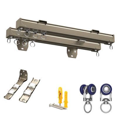 Aluminum Ceiling Curtain Track, Curtain Track Rail Fixings, Ceiling Track Set for Curtains, Straight Curtain Track, Used for Bathroom, Bedroom, and Room Partitions (Color : Champagne Gold, Size : 0.