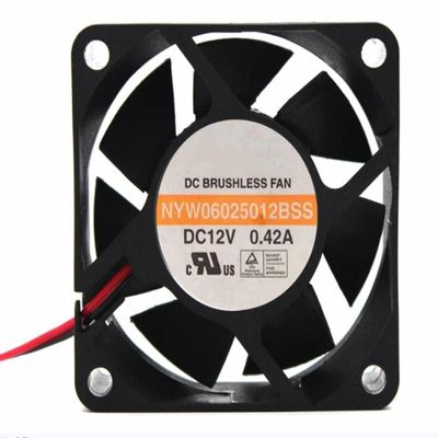 NYW06025012BSS DC12V 0.42A 2-Wire Cooling Fan 60X60X25mm