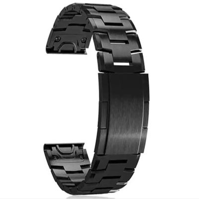 AEMALL Quick Fit Titanium Alloy+Stainless Steel Watchband For Garmin Fenix 7X 7/6 6X Pro 5X Plus Strap Band MARQ/Enduro Belt Bracelet (Color : Black, Size : Forerunner 935 945)