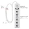 GE 6-Outlet Surge Protector, 4 Ft Extension Cord, Power Strip, 800 Joules & 3-Outlet Extender Sur Protector with 2 USB Ports, Charging Station, Wall Tap, Protected Indicator Light view 3
