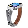 AsohsEN Leather Silver headband bands Compatible with Xiaomi Mi Band 8 Pro Band Women Men,Soft Leather Replacement Wristband,for Xiaomi Mi Band 8 Pro bands for women men (Gray) view 2