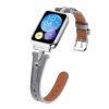 AsohsEN Leather Silver headband bands Compatible with Xiaomi Mi Band 8 Pro Band Women Men,Soft Leather Replacement Wristband,for Xiaomi Mi Band 8 Pro bands for women men (Gray) view 3