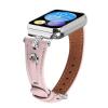 AsohsEN Leather Silver headband bands Compatible with Xiaomi Mi Band 8 Pro Band Women Men,Soft Leather Replacement Wristband,for Xiaomi Mi Band 8 Pro bands for women men (Pink) view 2