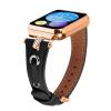 AsohsEN Leather Rose Gold headband bands Compatible with Xiaomi Mi Band 8 Pro Band Women Men,Soft Leather Replacement Wristband,for Xiaomi Mi Band 8 Pro bands for women men (Black) view 2