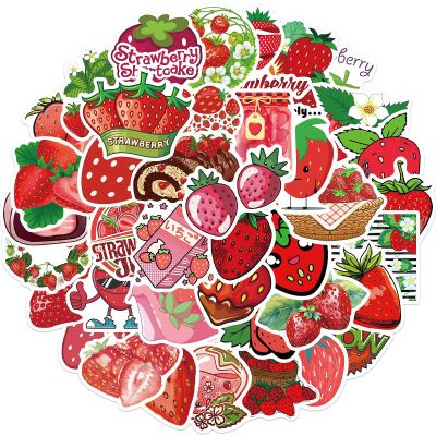 SUYANGLIU 50pcs Strawberry Stickers for Kids Aesthetic Friuts Stickers for Girls Boys Teens Adults Vinyl Waterproof Stickers for Water Bottles Laptop Scrapbooking Skatebord Phone