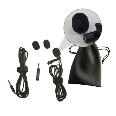Abaodam Professional Mic Clip Condenser Microphone Jack Extension Cable Pu Bag Soft Sponge Clip Mount for Camera Singing Interview