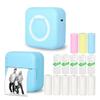 Vicbear Mini Thermal Inkless Sticker Printer with 14 Rolls Paper, Compatible with iPhone/Android Phone/Tablet, Mini Pocket Printer for Photos/Stickers/Labels/Notes, Blue view 1