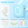 Vicbear Mini Thermal Inkless Sticker Printer with 14 Rolls Paper, Compatible with iPhone/Android Phone/Tablet, Mini Pocket Printer for Photos/Stickers/Labels/Notes, Blue view 2