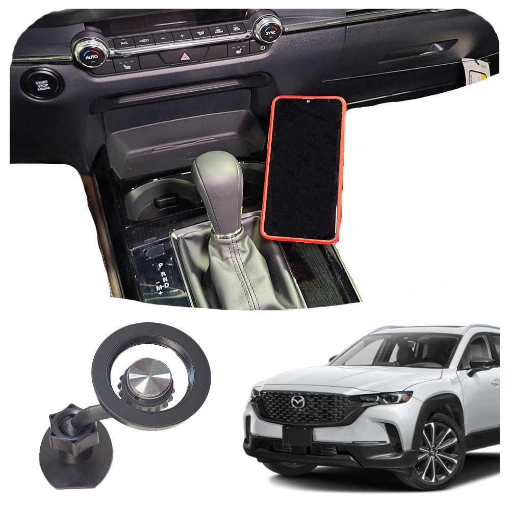 Stick on Phone Mount Holder Compatible with 2017+ Mazda CX30 CX3 CX50 CX5 CX50 Dashboard Center Console | Compatible with Magsafe and Android, Wireless Charging, Magnetic