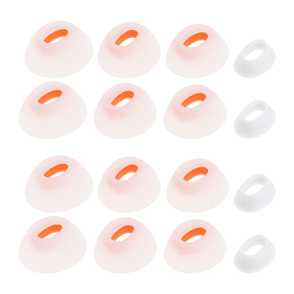 Be In Your Mind 8Pair White Silicone Earplugs in-Ear Headphones Eartips Replacement Earbuds Headphone Attachments Compatible with JBL Tune Flex 4 Sizes (XS/S/M/L), large