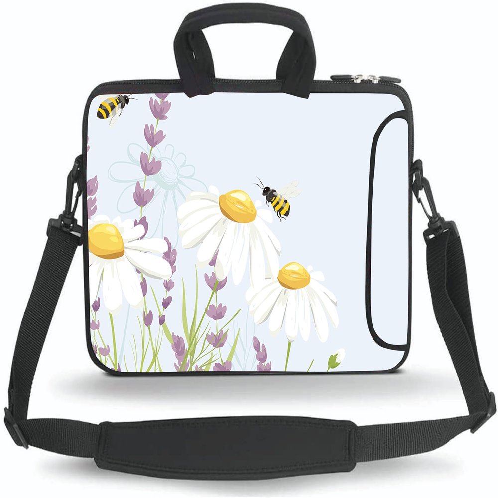 14 15 15.4 15.6 inch Messenger Bag Carrying Case Sleeve with Handle Accessory Pocket Fits 14 to 15-Inch Laptops/Notebook/Ebooks/Kids Tablet/Pad(Honeybee)