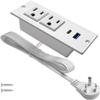 4 LEAF USB C Recessed Power Strip Fast Charge Desktop Power Station 2 Outlets 2 USB (PD20W & QC18W, Total 20W) Mountable Flat Plug 10'ft Extension Cord Mount for Tabletop Sofa Cabinet Nightstand view 1