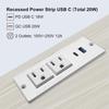 4 LEAF USB C Recessed Power Strip Fast Charge Desktop Power Station 2 Outlets 2 USB (PD20W & QC18W, Total 20W) Mountable Flat Plug 10'ft Extension Cord Mount for Tabletop Sofa Cabinet Nightstand view 3