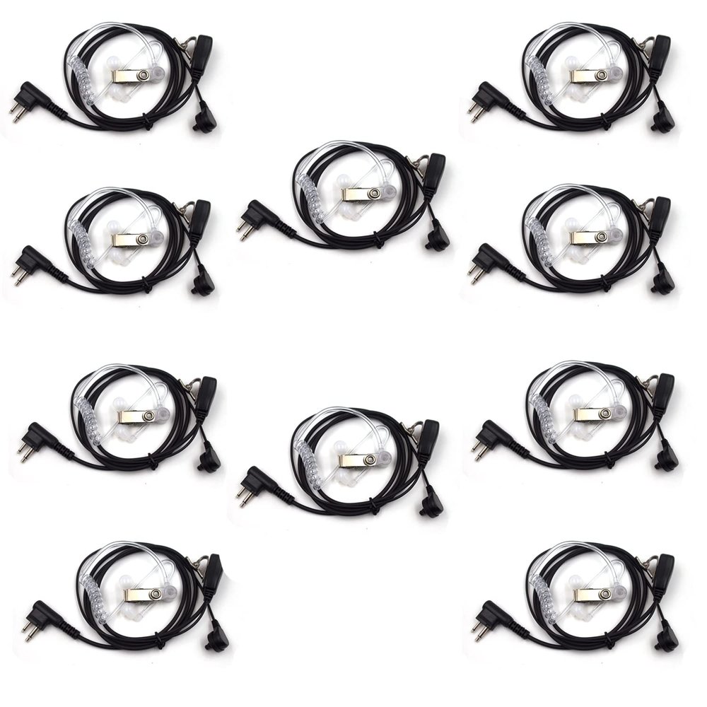 (10-Pack) 2-Pin Microphone Clear Acoustic Tube Headphones Compatible for Motorola CP200 CP200d CP185 CP250 RDU2020 RDM2070D RDU2080D CLS1410 CLS1110 CLS1413 Two Way Radio with PTT