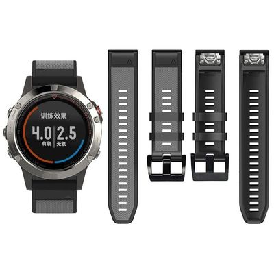 BUDAY 26 22mm Watchband Straps For Garmin Forerunner 935 945 Smartwatch Silicone Wirstband Fenix 5 6 6X 5X Puls Pro 3 3HR S60 (Color : Gray-black, Size : Forerunner945-22)
