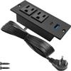 USB C Recessed Power Strip Fast Charge Desktop Power Station 2 Outlets 2 USB (PD20W & QC18W, Total 20W) Mountable Flat Plug 10'ft Extension Cord Mount for Tabletop Sofa Cabinet Nightstand view 1