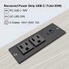 USB C Recessed Power Strip Fast Charge Desktop Power Station 2 Outlets 2 USB (PD20W & QC18W, Total 20W) Mountable Flat Plug 10'ft Extension Cord Mount for Tabletop Sofa Cabinet Nightstand view 3