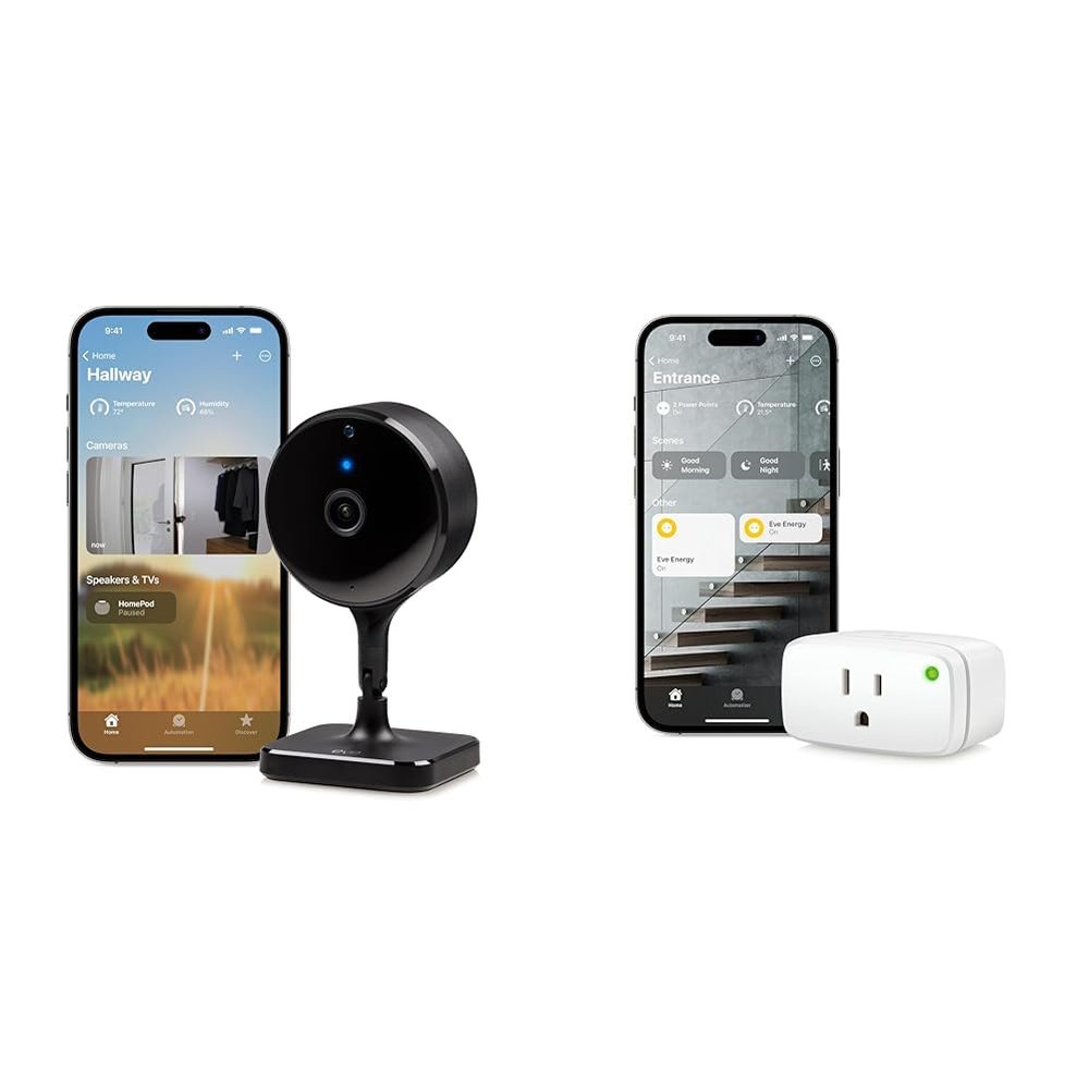 Eve Cam Smart Indoor Camera, 1080p Resolution, Wi-Fi, 100% Privacy & Energy (Matter) - Smart Plug, App and Voice Control, 100% Privacy, Matter Over Thread, Works