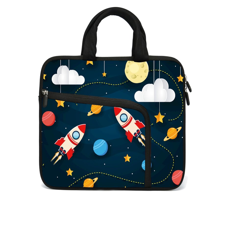 11 11.6 12 12.1 12.5 inches Laptop Sleeve Chromebook Case Ultrabook Case Notebook PC Messenger Bag Tablet Neoprene Handle Sleeve for Women Men, Two Pockets(Rocket)