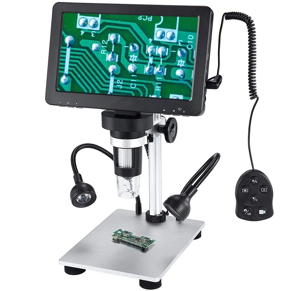 1200X Digital Microscope Magnification with Wired Remote, 7.0 Inch LCD Screen, FHD 1080P Video Microscope, 90 Adjustable Screen, PC View Windows & Mac OS Compatible