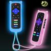2Pack ONEBOM Cover for Roku Remote with Cat Ears Design, Silicone Skin Case Compatible with Hisense/TCL Roku TV, Steaming Stick/Express, Universal Replacement Controller. Glow in The Dark,Blue/Pink view 1