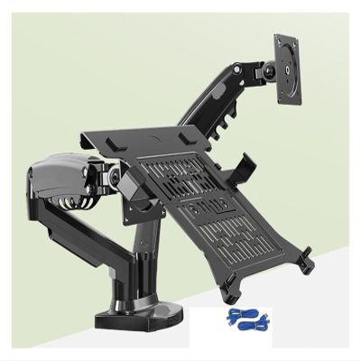 Gas Spring Dual Arm for 17"-27" Monitor Holder + 10"-17" Laptop Support Air Press Mount Stand Load 2-9kg (Color : F160NXU3-FP-2)