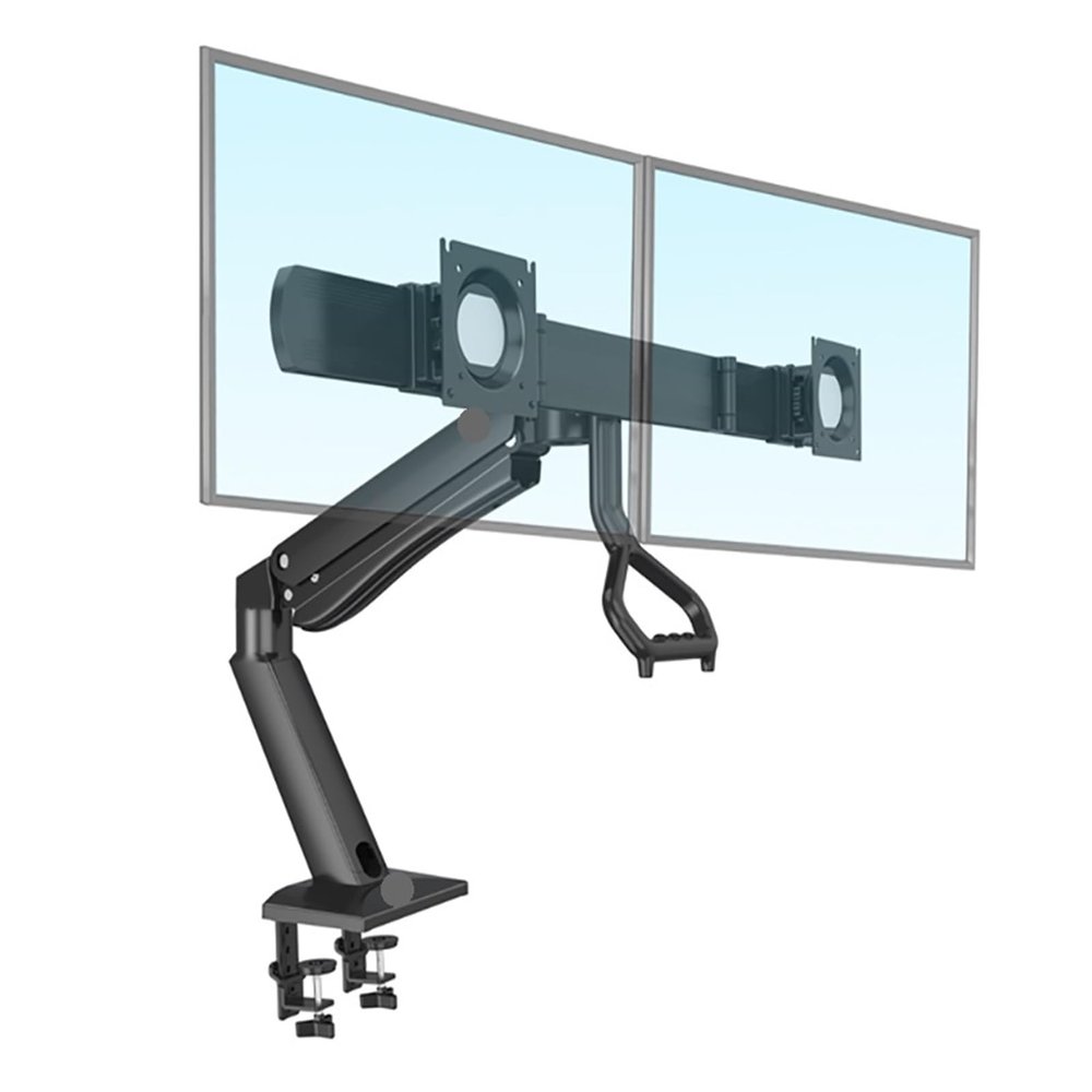 F32 Gas Strut 24-32 Inch Dual Screen Monitor Mount Bracket Desktop Sit Stand Workstation Load 2-15kgs (Color : White)