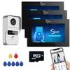 Video Doorbell Apartment Intercom with Wired 7 inch Touch Monitor,1080P Video Entry Doorphone Door Camera,TUYA WiFi Smart Home Video Intercom Kits for Home Villa,64G (One Monitor+Three doorbell) view 1