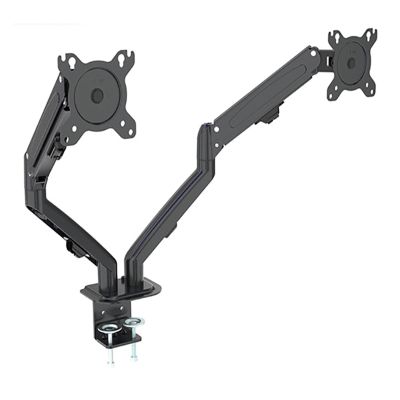G08-24 Dual Monitor Desktop Mount Bracket for 13 to 27-Inch LCD Screens Rotate & Tilt Adjust Two-Arm Desk Stand Support (Color : Black)