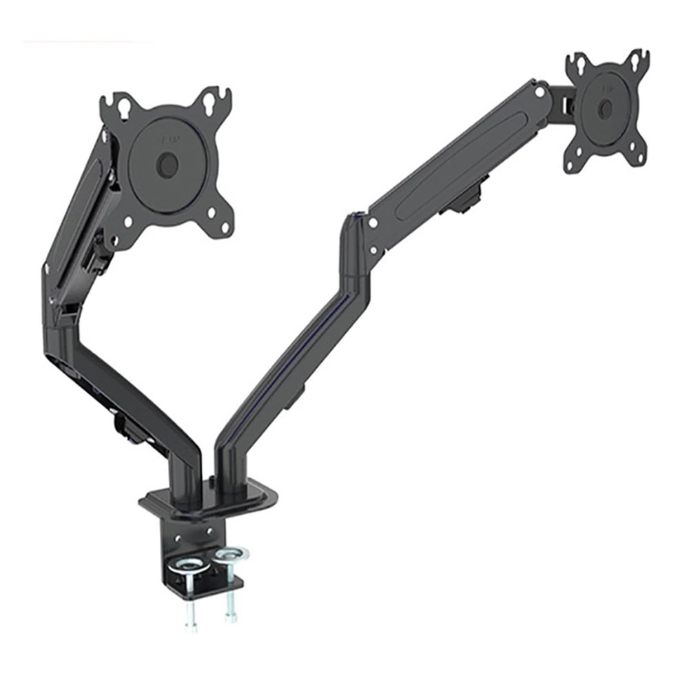 G08-24 Dual Monitor Desktop Mount Bracket for 13 to 27-Inch LCD Screens Rotate & Tilt Adjust Two-Arm Desk Stand Support (Color : Black)