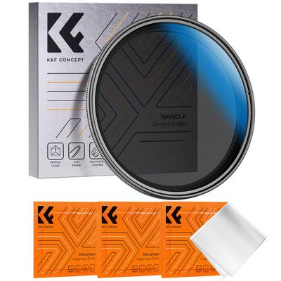 K&F CONCEPT 77mm Variable ND2-32 Lens Filter (1-5 Stops) Variable Neutral Density Lens Filter No X Cross with 18 Multi-Layer Coatings for Camera Lens (K- Series)
