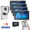 Wired Video Doorbell Apartment Intercom,7 inch Touch Screen Monitor,1080P Video Entry Doorphone Door Camera,TUYA WiFi Smart Home Door Phone Kits for Home Villa,64G (One doorbell+Four Monitor) view 1