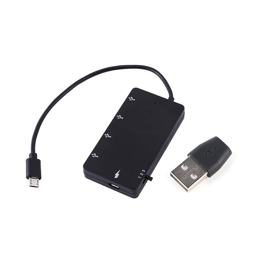4 Port Micro USB Hub, 4 in 1 USB 2.0 OTG Extension Adapter with Charging Cable for Smartphone and Tablet, Hot-Swappable Multi-Function Splitter for USB Devices