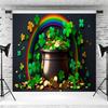 10x6.5ft St Patricks Day Backdrop Pot of Gold Coins Green Lucky Irish Shamrock Rainbow Photography Background Spring Holiday Party Banner Decoration Supplies Photo Booth Props view 3