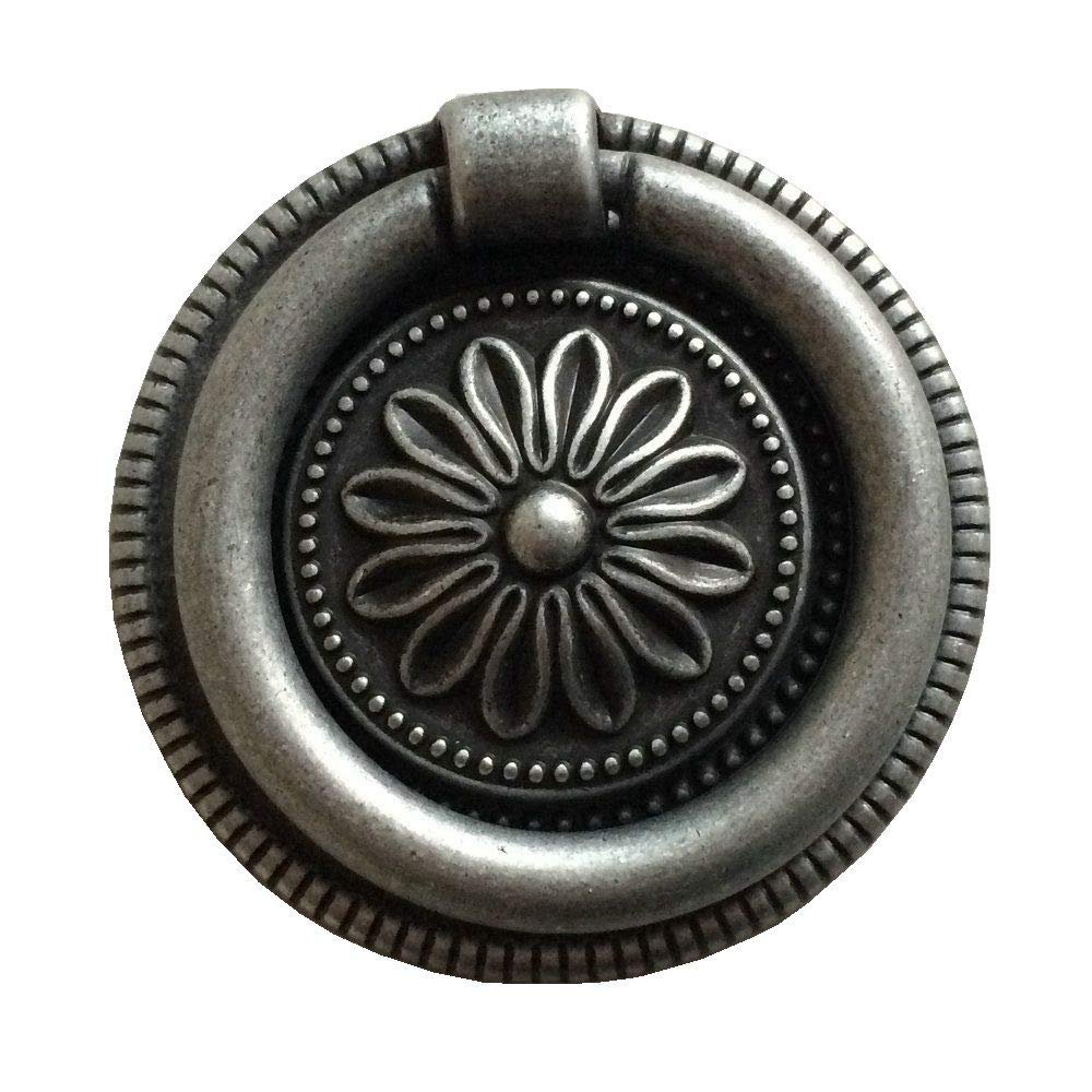 JCAKES 2.1" Dia Single Drop Pull Ring Knob Drawer Pull Pendant Dresser Pull Handles Antique Black Bronze Pewter Brushed Nickel Steel (Color : Antique Pewter)