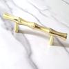 JCAKES 3" C-C Bamboo Drawer Pull Brushed Gold Cabinet Handle Dresser Pulls Kitchen Door Handles Hardware 76 mm Centers (Color : Polished Gold) view 2