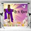 15x10ft Easter Backdrop Jesus He is Risen Easter Resurrection Photography Background Easter Day Celebration Party Banner Home Outdoor Decoration Supplies Photo Booth Props view 3