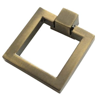 JCAKES Square Ring Drawer Knob Single Drop Pull Rings Knob Drawer Pull Pendant Dresser Pull Handles Gold Brushed Bronze Nickel Black Chrome (Color : Brushed Bronze)