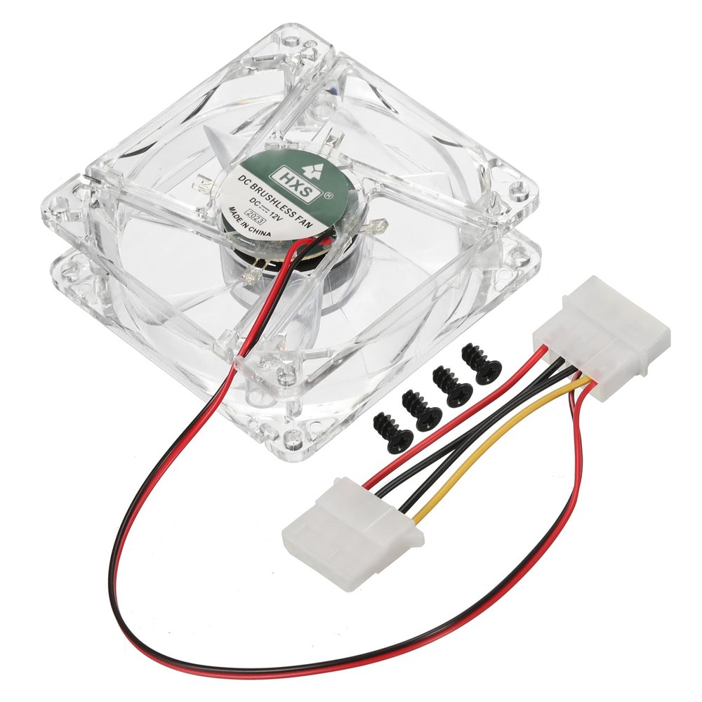 MECCANIXITY Clear Computer Case Fan 1800RPM 80mm 4 Pin Multicolor Light LED Silent Cooling Fan 4 LED 12V for Desktop Computer Radiators with 4 Screws