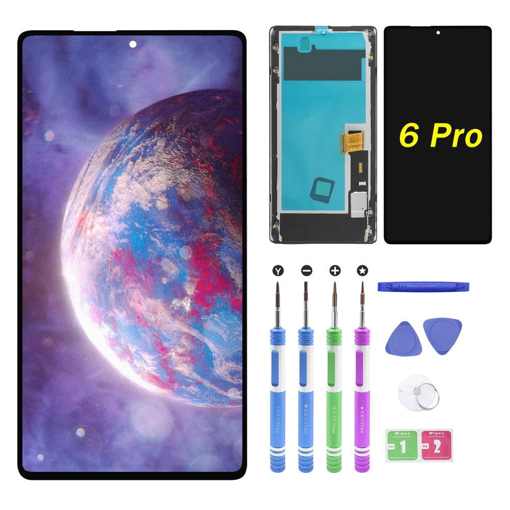 PEHDPVS New Replacement for Google Pixel 6 Pro G8VOU GLUOG 6.7" LCD LED Screen Digitizer Full Complete Frame Assembly with Repair Tools in(Black Border)