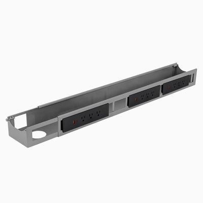 Desky 9 Plugs Power Rail  Thermal Overload Protection Desk Power Strip with USB Ports, Mountable Under Desk Cable Organizer  Grey
