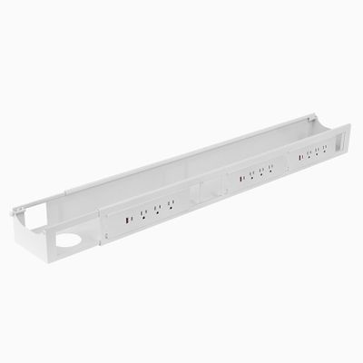 Desky 9 Plugs Power Rail  Thermal Overload Protection Desk Power Strip with USB Ports, Mountable Under Desk Cable Organizer  White