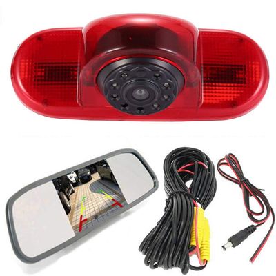HD Brake Light Camera Set with Rear View Mirror Monitor, Night Vision Reversing Camera Replacement for Fiat Talento 296 Box/Renault Trafic II/Master 2 II/Opel Vivaro Surf Concept/Movano X70