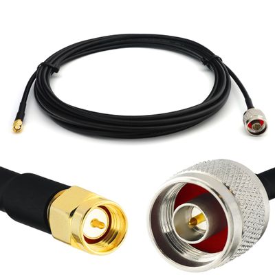RANGEFUL SMA to N Type Cable 6m / 19.7ft Ultra Low Loss Coax Cable RG58 Extension Lead Black N Male to SMA Male Coaxial 50ohm