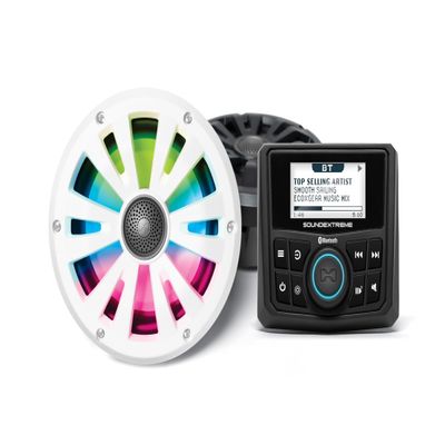 SoundExtreme by ECOXGEAR Marine AM/FM Stereo Receiver 200-Watt Waterproof Bluetooth Powersports with 6.5-inch Wired Speakers Kit (Gauge Style)