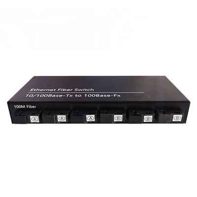 Geuxe 6Port 10/100M Ethernet Switch 6 Fiber Port 25KM 2UTP RJ45 Fiber Optical Transceiver Optical Media Converter US Plug