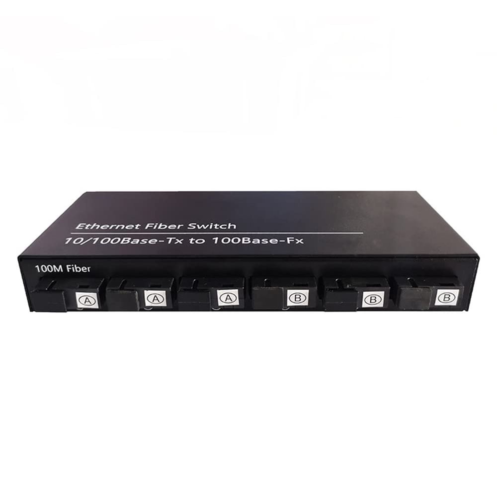 Geuxe 6Port 10/100M Ethernet Switch 6 Fiber Port 25KM 2UTP RJ45 Fiber Optical Transceiver Optical Media Converter US Plug