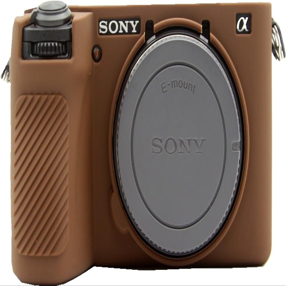 A6700 Camera Case, BMAOLLONGB Fullbody Thin Lightweight Silicone Camera Skin Body Rubber Cover Case for Sony Alpha A6700 (Coffee, Smooth)